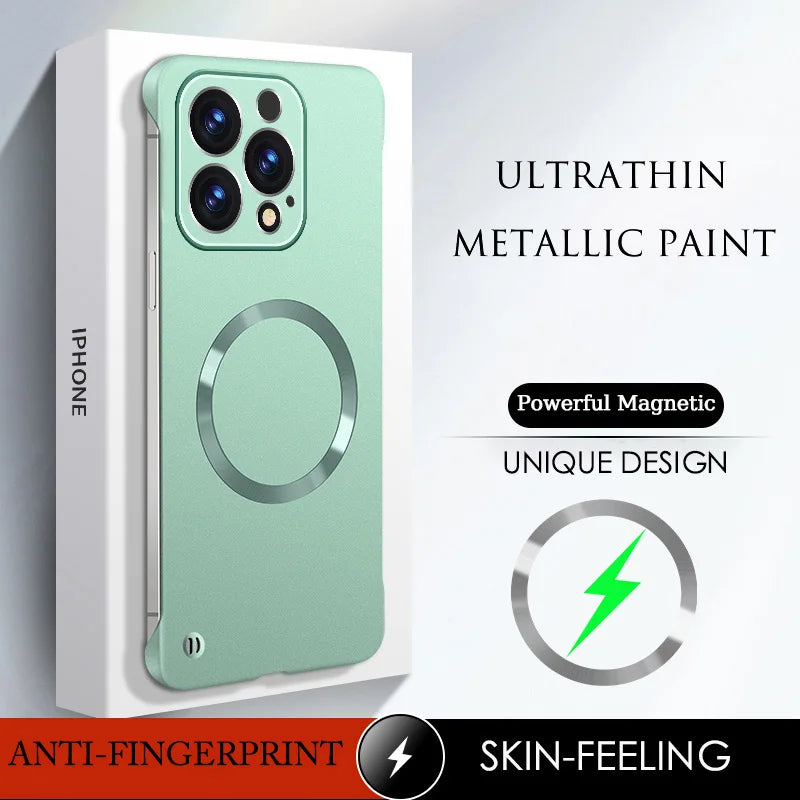New Slim Thin Matte Metal Painted PC Magnetic Case For Magsafe iPhone 17 Air 17 16 15 14 13 12 Pro Max Plus Frameless Cover