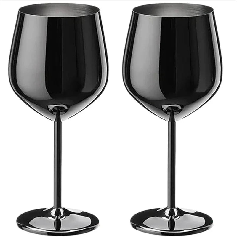 500ml Stainless Steel Wine Glass Goblet 304 Rose Gold Silver Gold Color, Durable Metal Cup for Red Wine Champagne Bar Party
