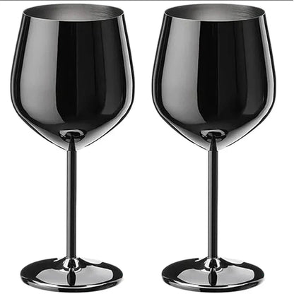 500ml Stainless Steel Wine Glass Goblet 304 Rose Gold Silver Gold Color, Durable Metal Cup for Red Wine Champagne Bar Party