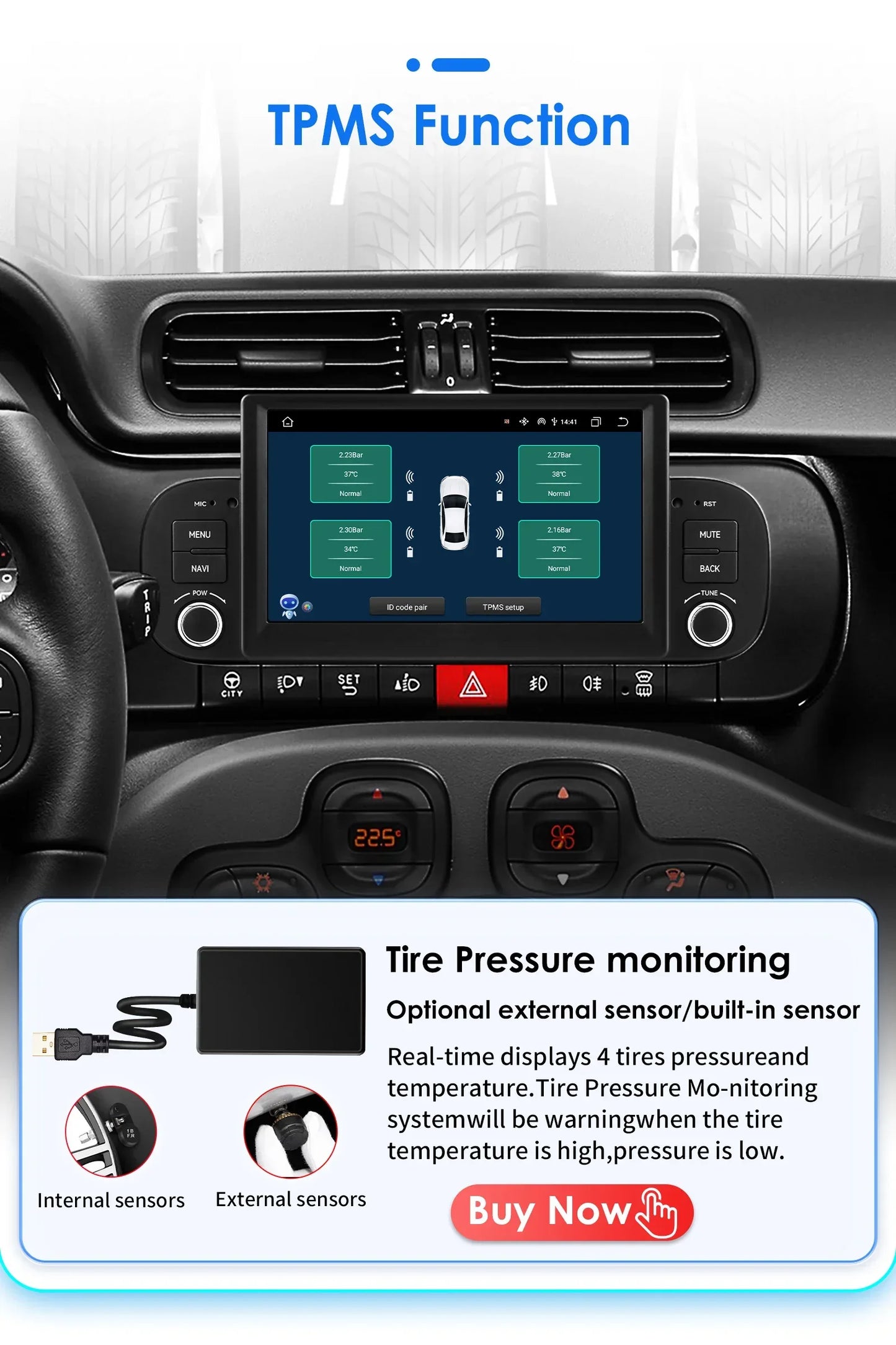 Hizpo 2Din 7inch Android14 Car Radio for Fiat Panda 2013 - 2020 GPS Navigation 4G BT Carplay RDS DSP SWC UI7862 Multimedia