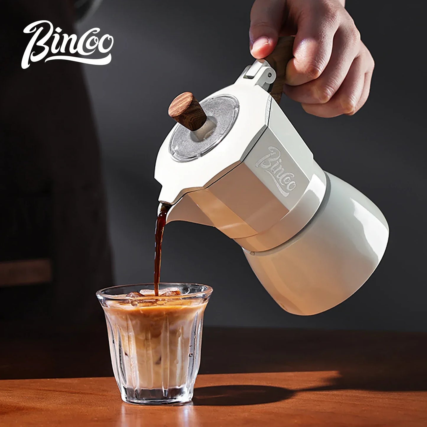 Bincoo Dual Valve Moka Pot Espresso Machine Extraction Coffee Mocha Pot，Electric Heating Furnace Italian Home Barista Tool 220V