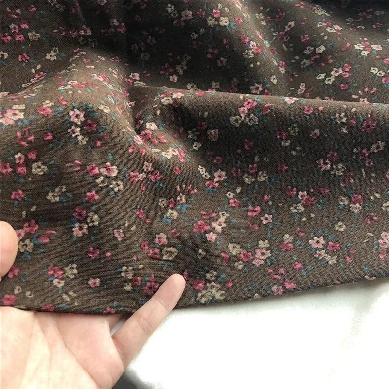 145cm Wide Printed Cotton and Linen Fabric Small Floral Patterns Retro Shirt Dress DIY Clothing Sewing Fabric 90% Cotton Content