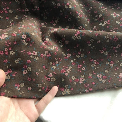 145cm Wide Printed Cotton and Linen Fabric Small Floral Patterns Retro Shirt Dress DIY Clothing Sewing Fabric 90% Cotton Content