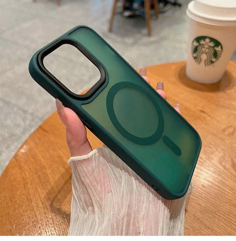 Luxury Wireless Charge Magsafe Transparent Phone Case For iPhone 11 12 13 14 15 16 Pro Max Plus Magnetic Matte Bumper Cover