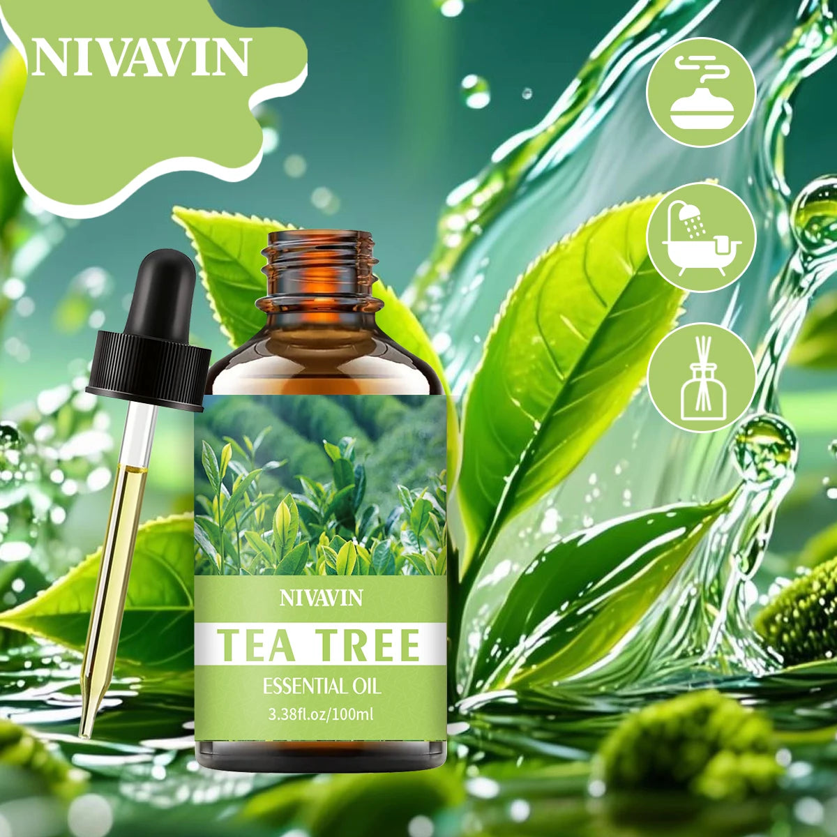 30ml/60ml/100ml tea tree essential oil is suitable for facial hydration, moisturizing, hair care, skin care, and perfume making