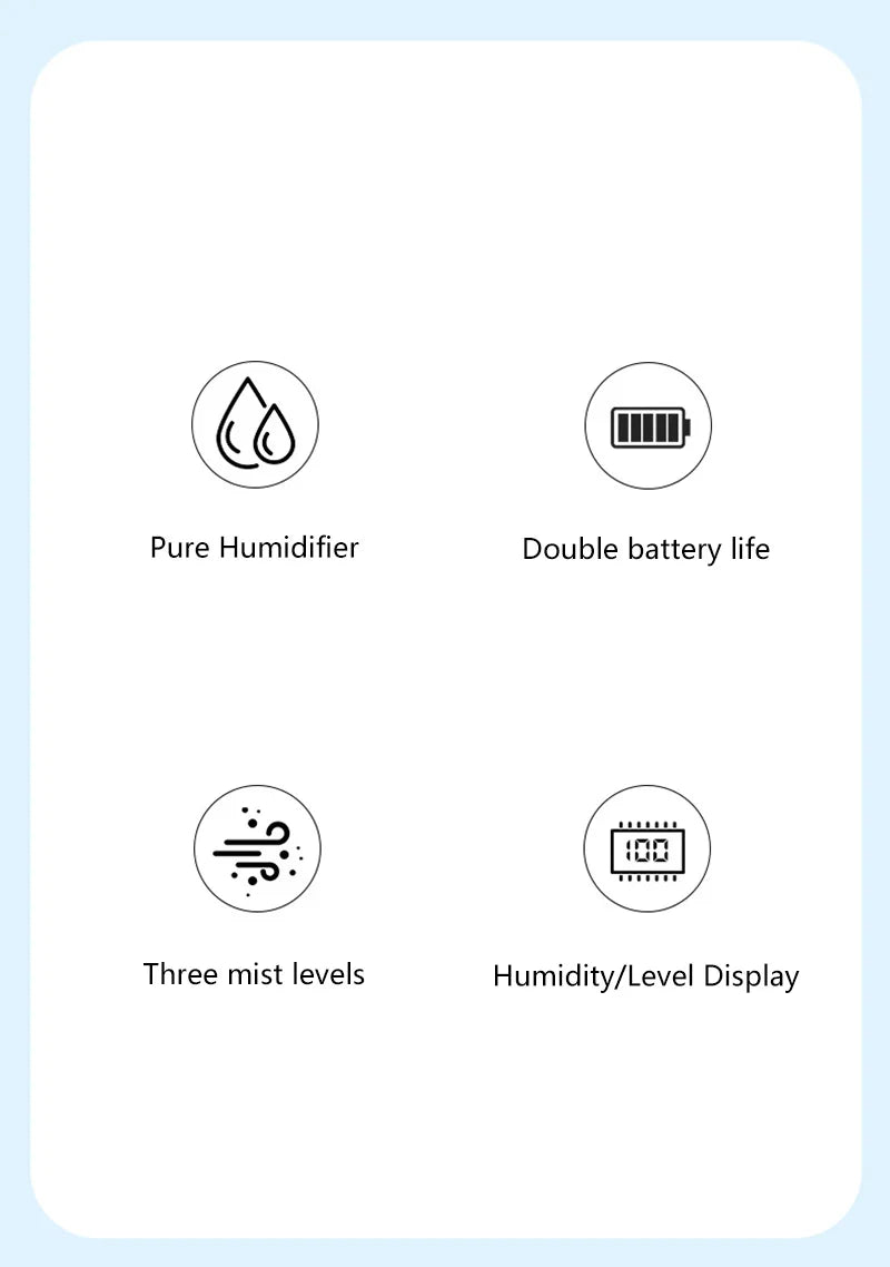 Humidifier USB Double Spray Quiet 2L Large Capacity Humidifier Home Dormitory Office Bedroom Desktop with Night Light