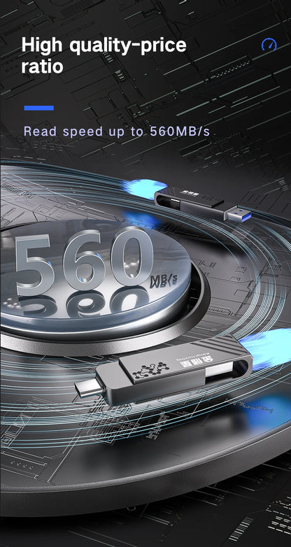 High Speed Solid State USB Drive 1TB Mobile Phone Hard Drive Type-C Dual Interface Mobile Computer Large Capacity USB Drive 512G