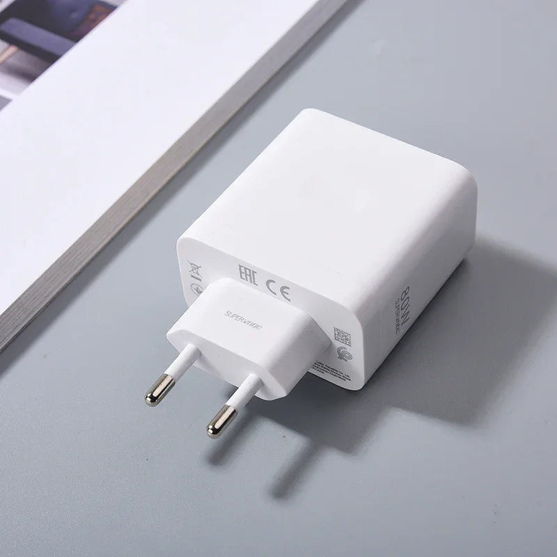 Oneplus 80W Supervooc Charger EU/US Fast Charge Adapter Usb Type C Cable for One Plus 1+ 12R 10 9 8 7 7T Pro Ace 2 Nord 2T Ace 3
