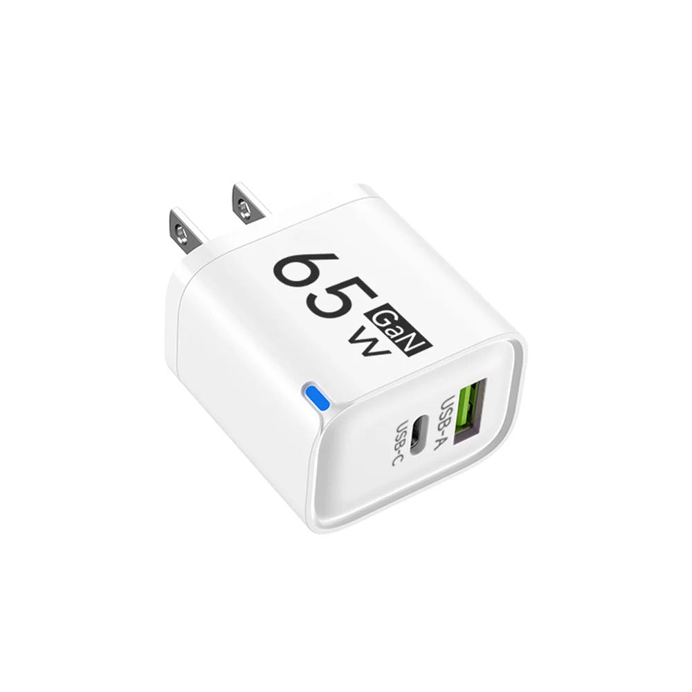 GaN 65W USB C Charger 3 Ports Quick Charge 3.0 QC3.0 Fast Charger Travel Wall Adapter for iPhone Samsung Xiaomi Huawei EU UK US