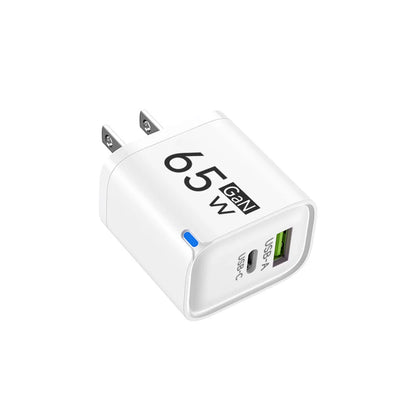 GaN 65W USB C Charger 3 Ports Quick Charge 3.0 QC3.0 Fast Charger Travel Wall Adapter for iPhone Samsung Xiaomi Huawei EU UK US