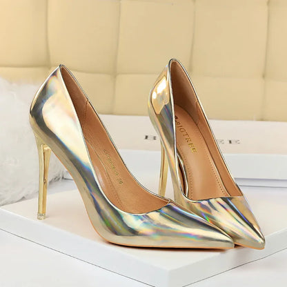 Women Fetish 10.5cm High Heels Pumps Wedding Bridal Stiletto Wedding Bridal Heels Lady Scarpins Office Party Green Blue Shoes