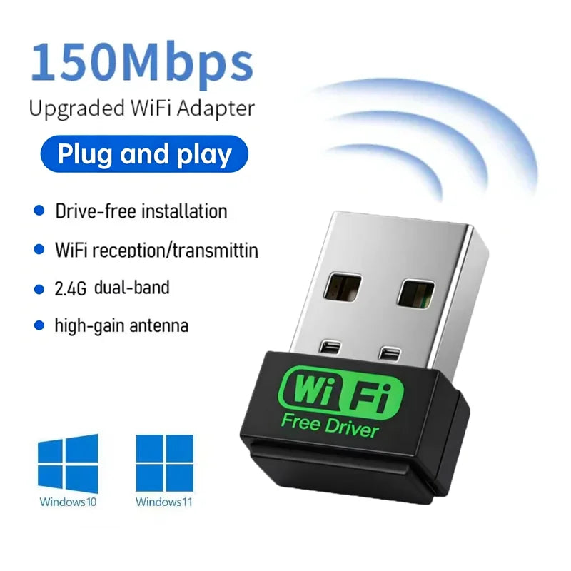 Wireless Network Card 150M Dual Band  Wifi Adapter Driver Free For Desktop Laptop