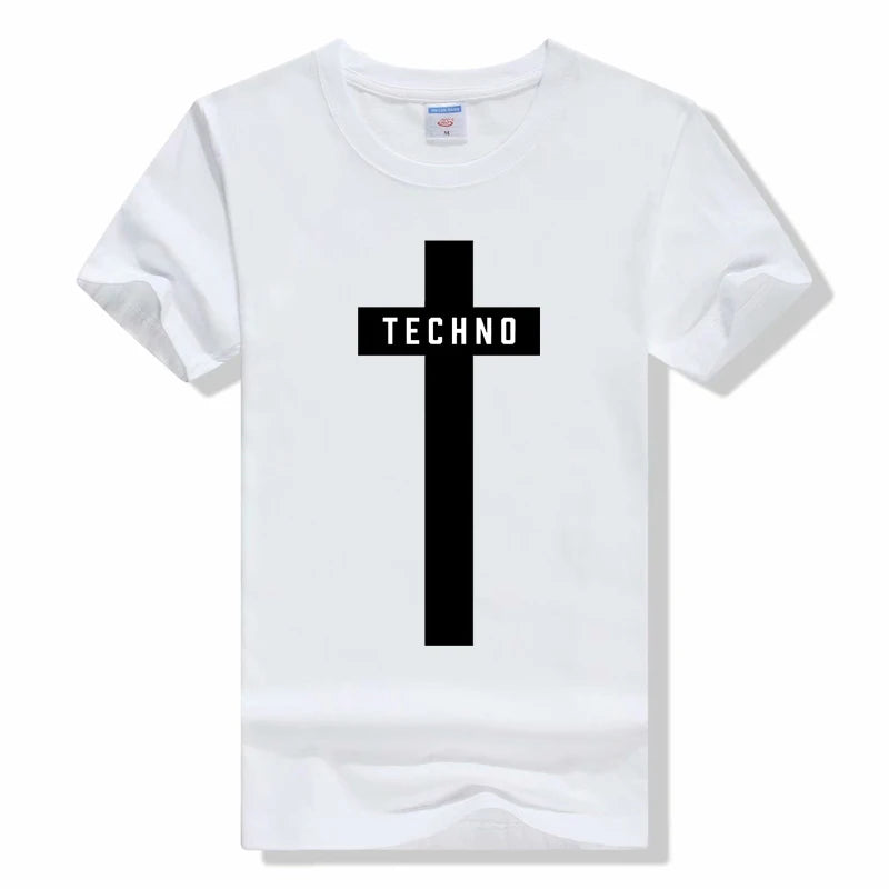 Funny T shirt men Tops Techno T-Shirt Sexy Techno Hub 2 Letter Print Cotton Sleeve Humor Style tshirt Techno short sleeve tshirt
