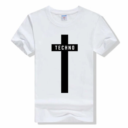 Funny T shirt men Tops Techno T-Shirt Sexy Techno Hub 2 Letter Print Cotton Sleeve Humor Style tshirt Techno short sleeve tshirt
