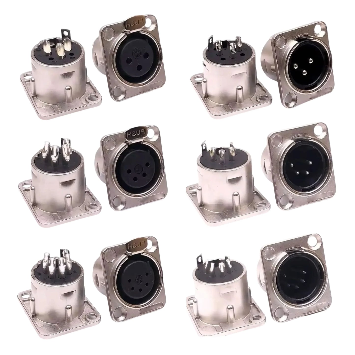 5pcs XLR Connector 3pin 4pin 5pin Male Female Panel Audio Microphone Jack Plug Connector Copper Contact Metal XLR Socket