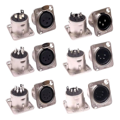 5pcs XLR Connector 3pin 4pin 5pin Male Female Panel Audio Microphone Jack Plug Connector Copper Contact Metal XLR Socket