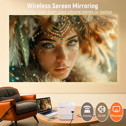 Velec Projector Compatible with Netflix 650ANSI Android 13 Portable 4K Native Wifi6 BT5.2 1080P TP350 Auto Keystone Correction