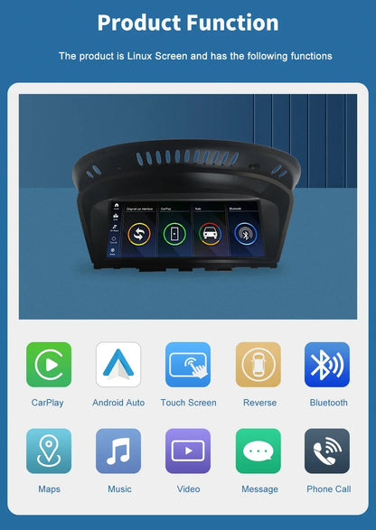 Road Top 8.8'' Wireless Carplay Android Auto Multimedia Display Screen For BMW 3 Series E90 E91 E92 E93 5 Series E60 E61 CCC CIC