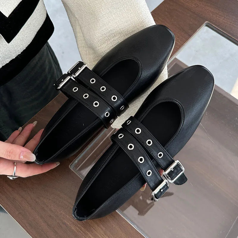Female Buckle Strap Footwear Round Toe Ladies Flats With Dance Shoes Soft Fashion Shallow Women Ballet Flats Shoes