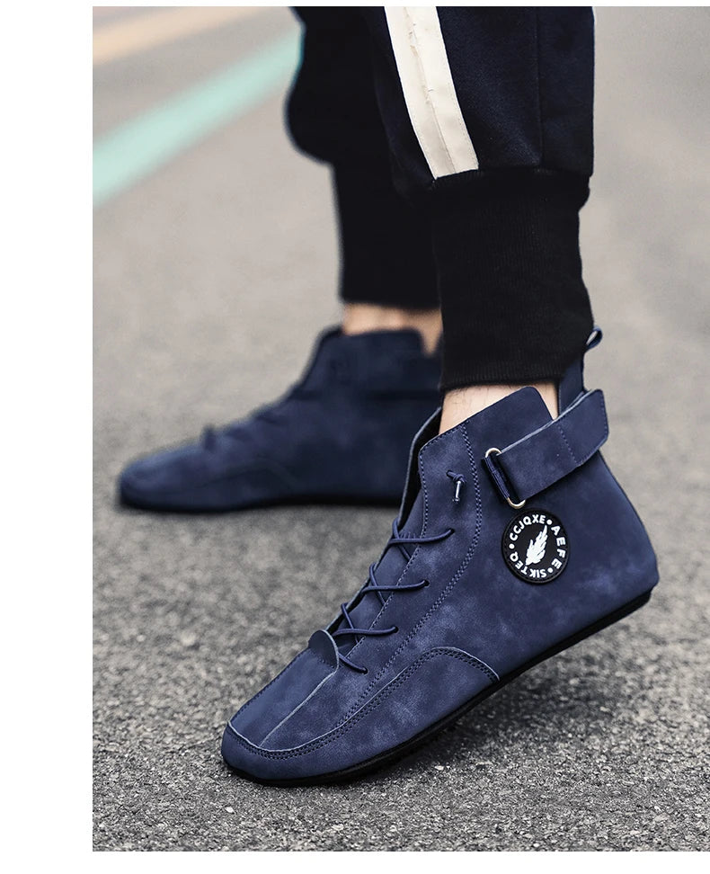 YRZL Men's Shoes Ankle Boots Lightweight Anti-slip Man Casual Walking Shoes Soft Soles Comfortable Breathable Blue Shoes for Men