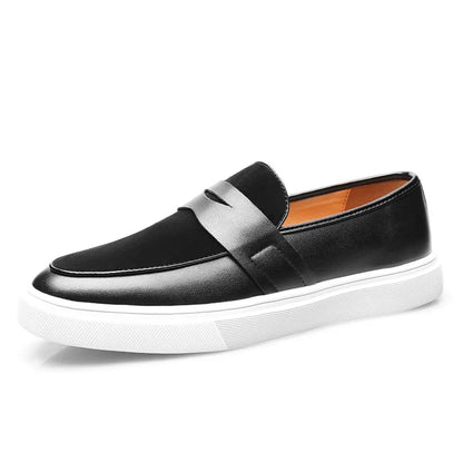 Newest 2025 Autumn Men Suede Leather Loafers Thick Sole Men Slip On Platform Black Party Shoes