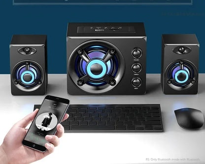 3D Hifi Stereo USB Active Bluetooth Speaker Computer Multimedia RGB Subwoofer AUX, USB, TF Suitable for TV, Computer Audio