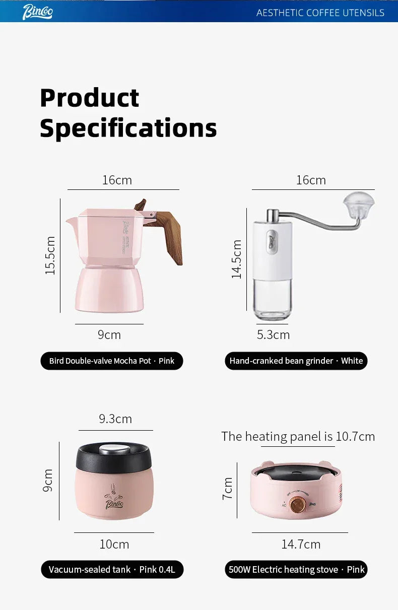 Bincoo Dual Valve Moka Pot 110v-220v Electric Heater Base Espresso Maker Brewed Coffee Mocha Pot Italian Camping Barista Tool