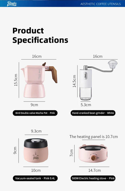 Bincoo Dual Valve Moka Pot 110v-220v Electric Heater Base Espresso Maker Brewed Coffee Mocha Pot Italian Camping Barista Tool