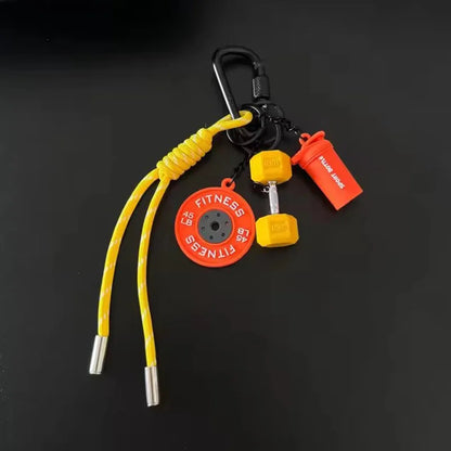 Fitness Keychain Gym Lover Barbell Key chain Weightlifting Keyring Silicone Weight Plate Gym Gifts Workout Gifts Bag Charm Backp