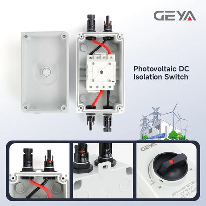 DC Solar Disconnect Switch Isolator Switch 32A1200V with IP66 Waterproof Enclosure PV Panel Disconnect Switch for Solar Systems