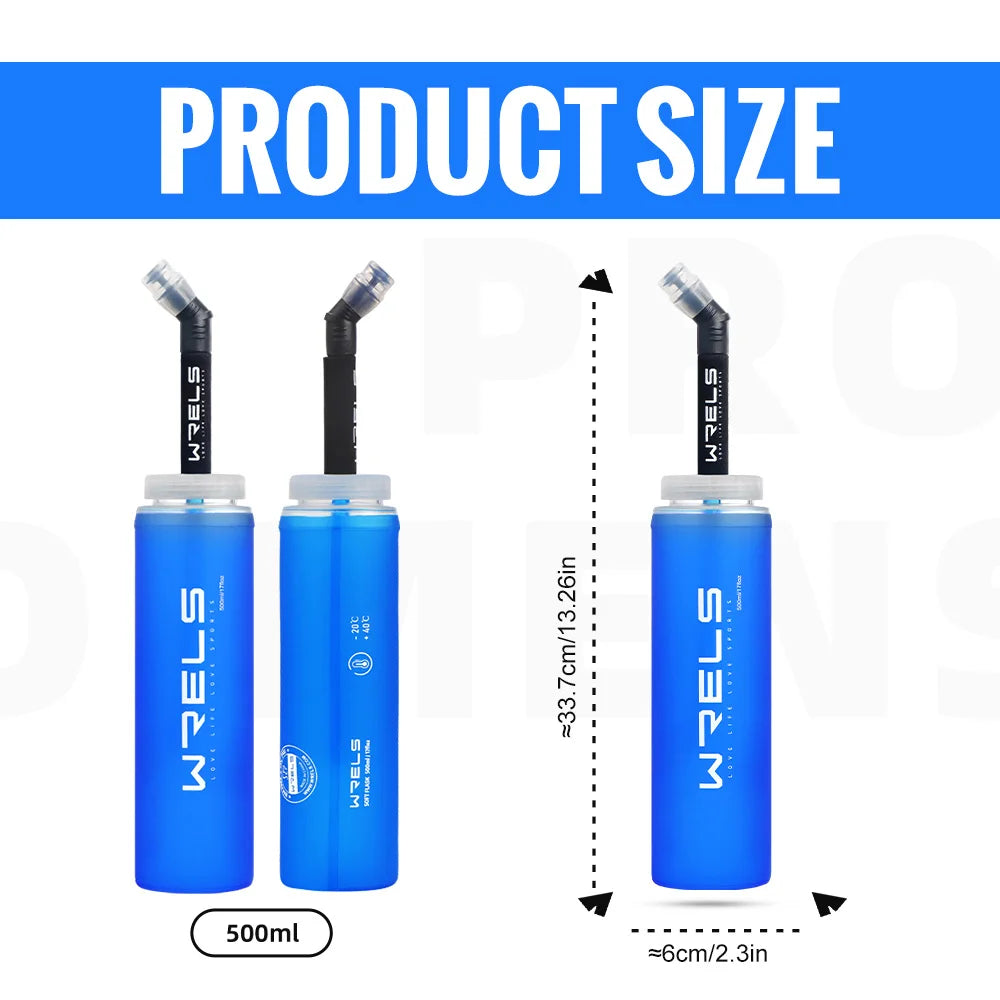 WRELS Folding Water Bottle TPU BPA-Free Leak Proof Soft Flask Outdoor Sport Marathon Hiking Camping Portable Water Bottle