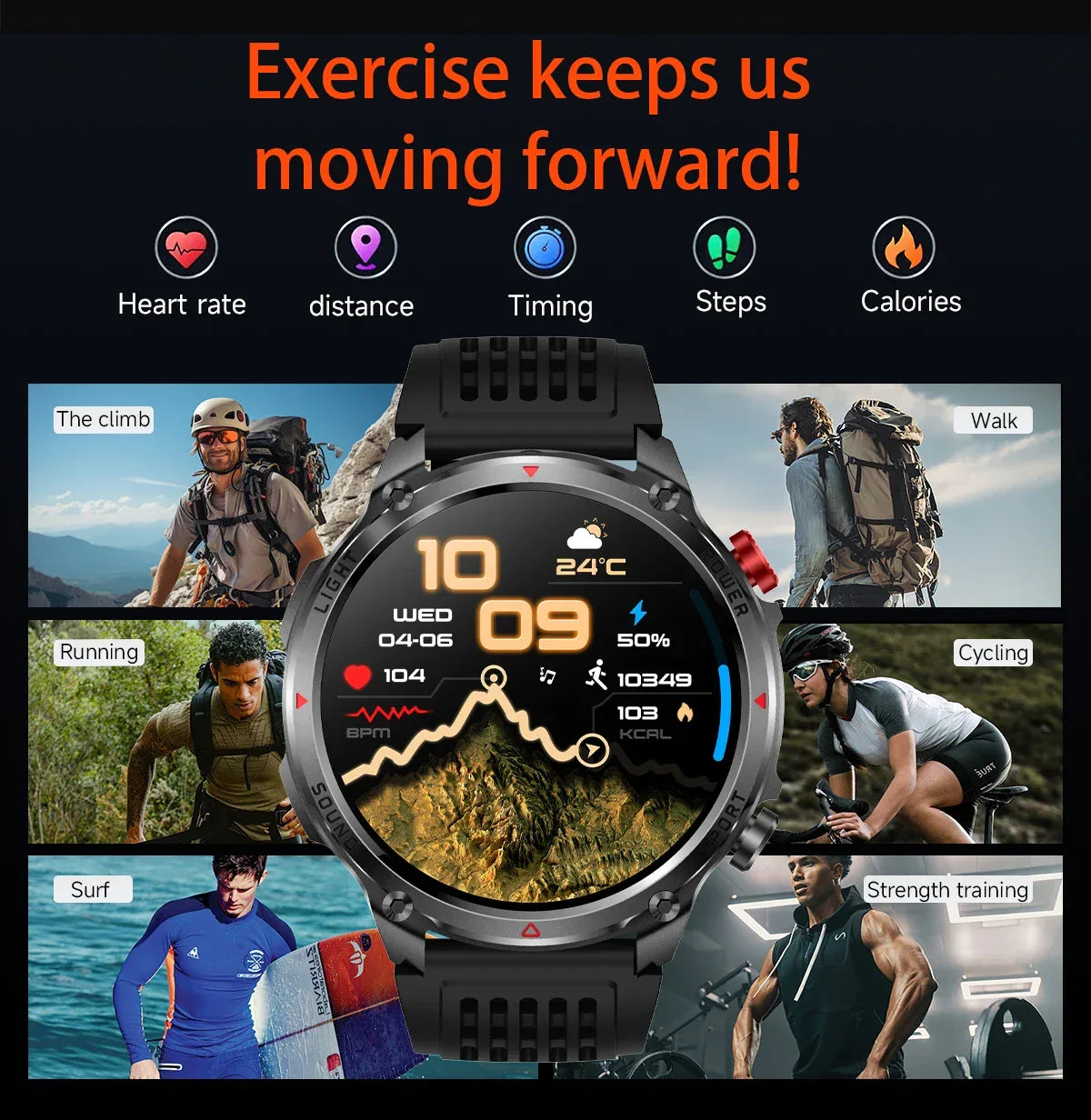2026 Edition Military Outdoor Sports Smartwatch 1.7-inch AMOLED screen 1100 mAh battery LED flashlight Bluetooth call Waterproof