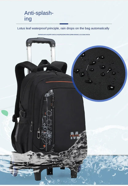 School Rolling backpack bag School Bags with wheels Student wheeled Backpacks for boys Children School Trolley Bag Waterproof