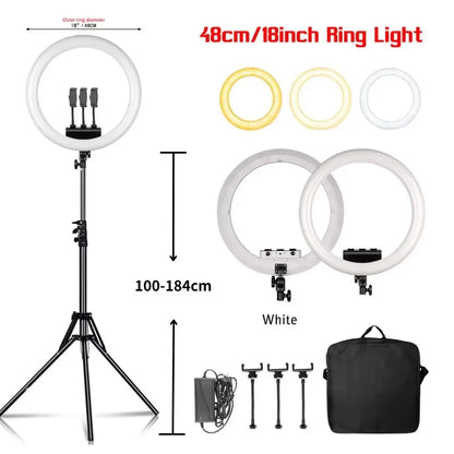 SH Ring Light 18inch Kit 36W 6500K Professional LED Control Stand Phone Holder Tube  Bag for Tattoo Lash Extension Barber Light