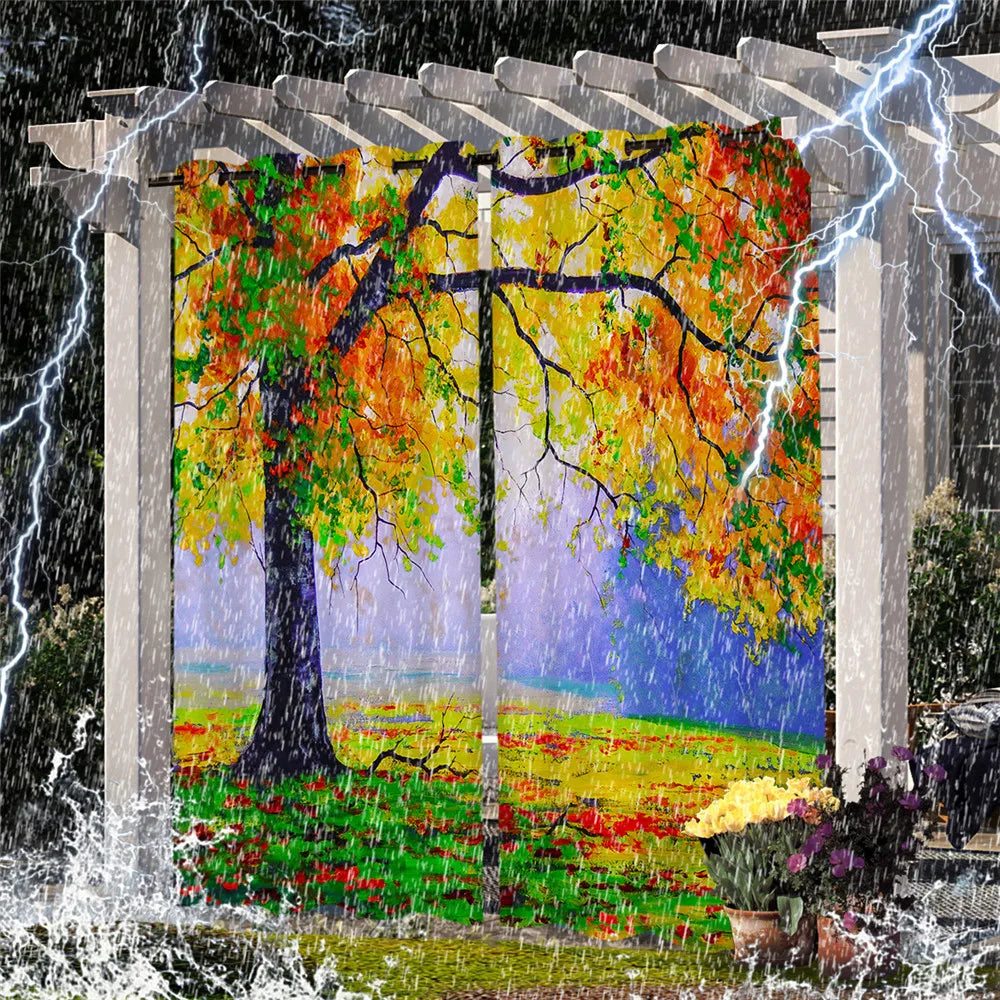 Patio Curtains Outdoor Waterproof Thermal Insulated Blackout Curtain For Garden Door Pool Hut Pavilion Gazebo Pergola Drapes