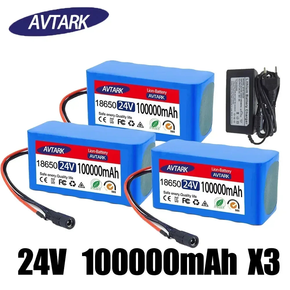 NEW 7s3p 24V 100Ah 18650 Efficient stable Lithium Battery Li-ion Battery pack and US/EU 2A Charger Battery Pack for Bicycle