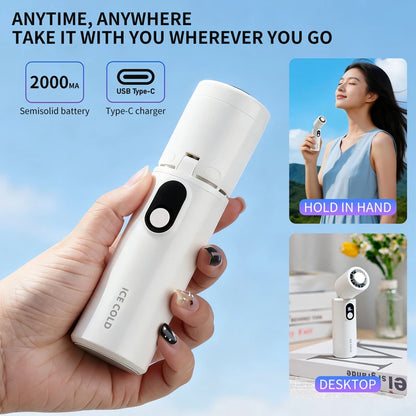 Lenovo 100 Gears Portable Handheld Fan Ventilador USB Rechargeable Foldable Fan High Speed Turbine Ice Cooling Digital Display