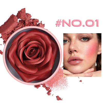 4-Color Rose Petal Blush,Waterproof Blush Cream,Natural Finish,Light Coverage,Perfect Gift for Christmas and Valentine's Day