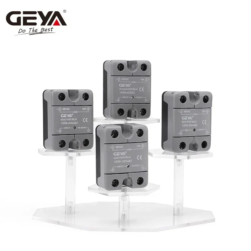 GEYA Single Phase Solid State Relay SSR 10DA 25DA 40DA Relay DC to AC 3-32V Input DC & 24-480VAC Output  VSR8