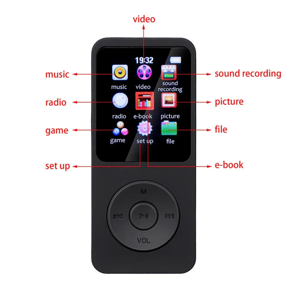MP3 Player Outdoor Sports Fitness Mini Mp4/mp3 Support Bluetooth Lossless Hifi Music Player FM Radio Recorder Sport 128GB