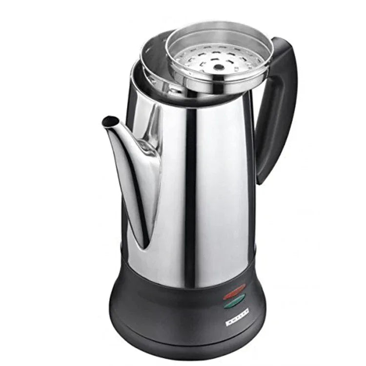 1.8L Electric Coffee Percolator 12 Cup Stainless Steel Coffee Pot with Keep Warm Function Reusable Filter Basket Coffee Maker