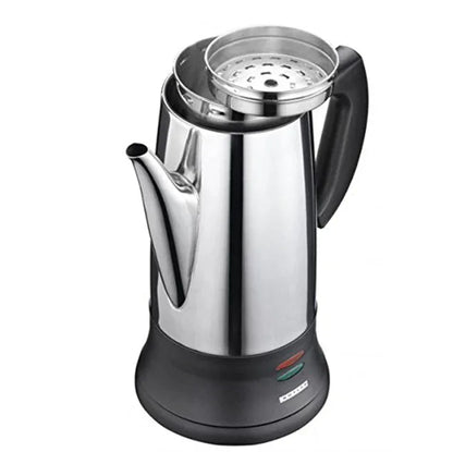 1.8L Electric Coffee Percolator 12 Cup Stainless Steel Coffee Pot with Keep Warm Function Reusable Filter Basket Coffee Maker