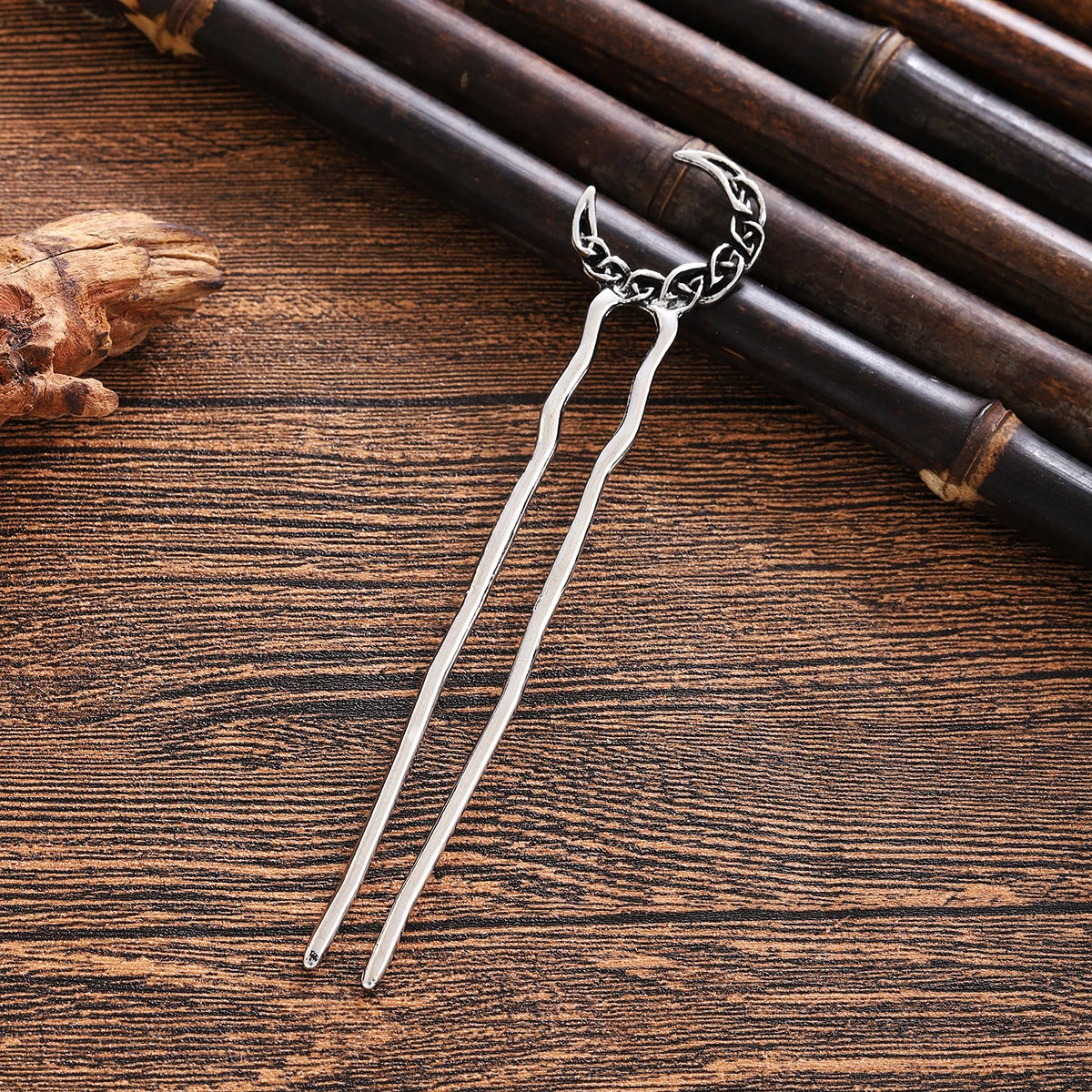 Viking Retro Moon U-Shaped Hairpin for Women, Fashionable and Simple Trendy Versatile Hair Accessory, Nordic Norwegian Style Party Accessory, Valentine's Day, Mother's Day, Birthday Gift