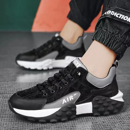 Men's Breathable Low-Top Dad Shoes with Thick Sole Comfortable Running Sneakers Korean Style Spring Season Sport Shoes
