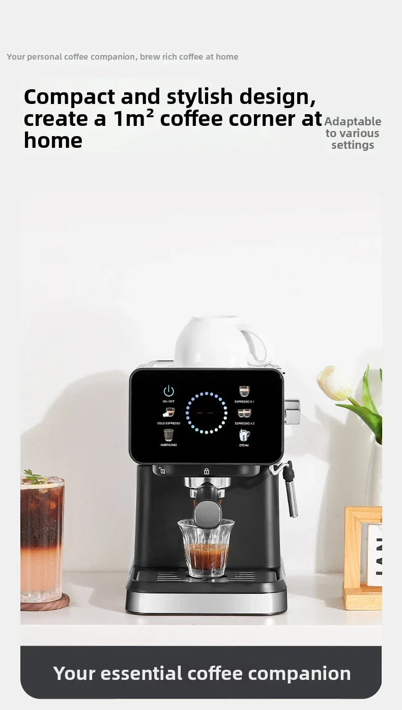 20Bar Pressure, Dual Brew (Hot/Cold), Smart Touchscreen, Milk Frother, Fast Heating, Energy Saving - Perfect for Home Baristas