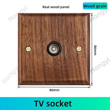 Black walnut retro European retro wall lamp switch socket, solid wood brass toggle switch board 1-4Gang 2Way antique home switch