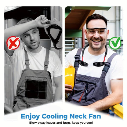 USB Rechargeable Mini Sports 3-Speed Adjustable Neck Dual Fan Home OfficeOutdoor Travel Portable Hanging Neck Fan
