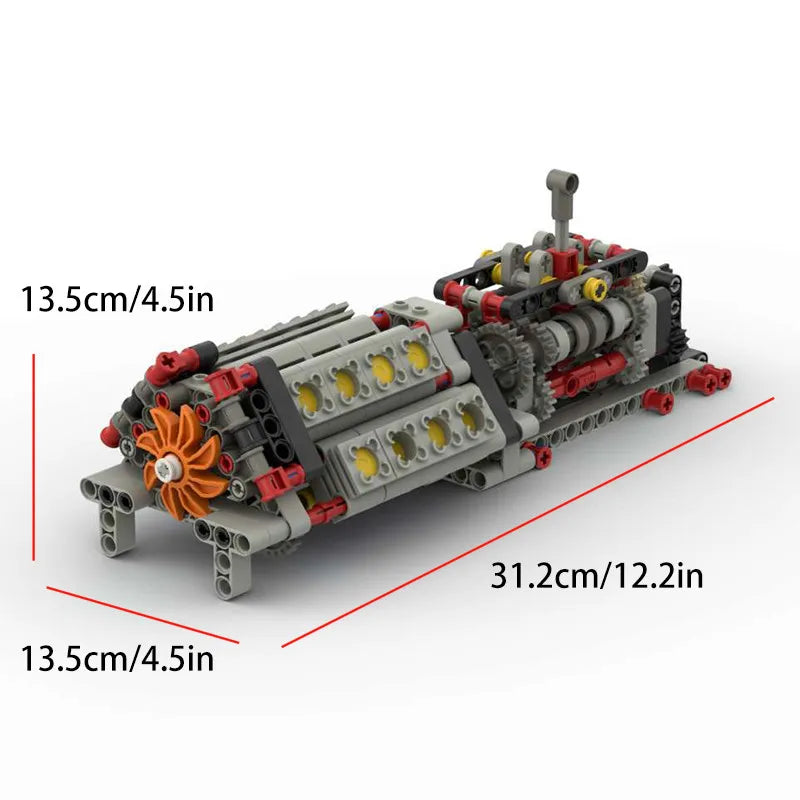 MOC Creative Six Speed Transmission Reverse Gear Model Children DIY Parts Assembly Building Block Electric Engine Toy For Boys