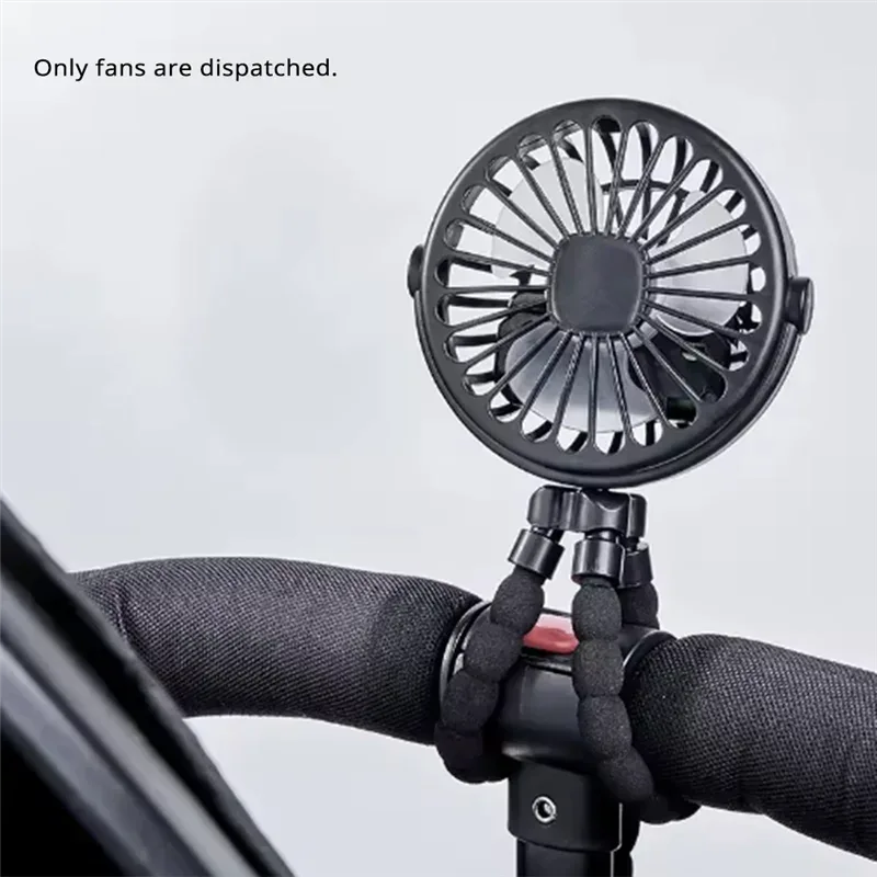 Mini USB Fan Rechargeable Octopus Multifunctional Fixable Small Fan Portable Desktop for Baby Stroller Bicycle with Soft Wind