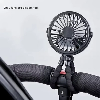 Mini USB Fan Rechargeable Octopus Multifunctional Fixable Small Fan Portable Desktop for Baby Stroller Bicycle with Soft Wind